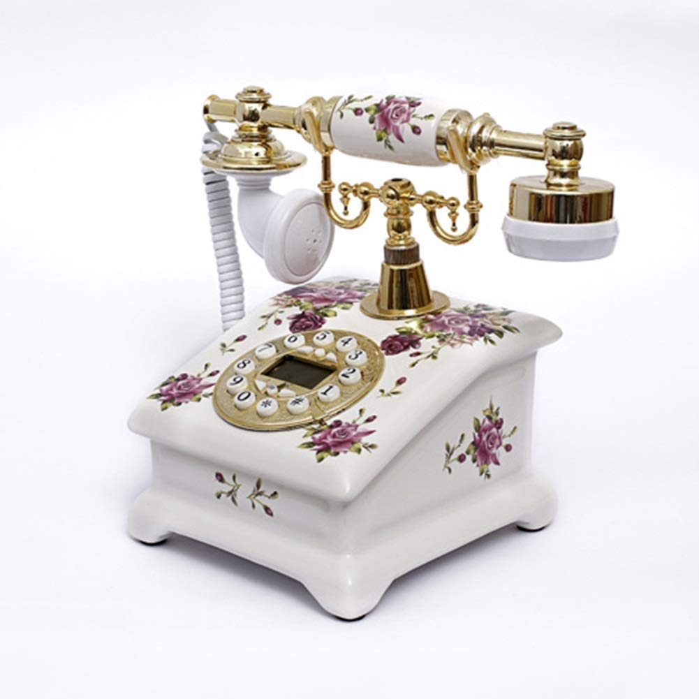 Dom Modny Europejski Antyczny Telefon, Telefony Retro Vintage Klasyczny Telefon Stacjonarny na Biurko Z Wyświetlaczem w Czasie Rzeczywistym Id Dzwoniącego Do Wystroju Domu, Salonu, Wspania