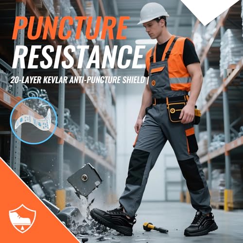 Image of Steel Toe Shoes for Men, Lightweight Safety Work Shoes, Breathable Puncture-Resistant Work Shoes for Warehouse, Factory and Light Construction