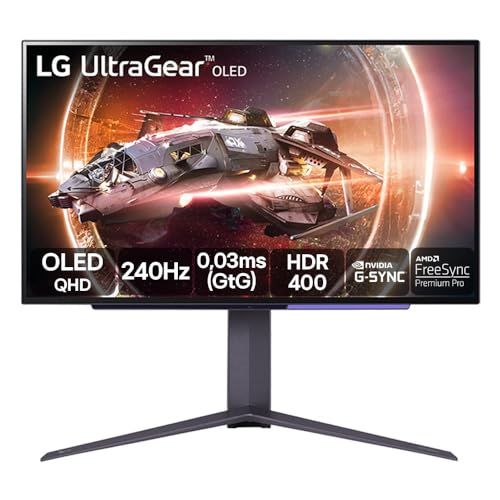 Monitor Gamer LG UltraGear OLED – Tela OLED 27”, 2K QHD, HDR400 True black, 1.5M:1, 240Hz, 0,03ms (GtG), NVIDIA® G-SYNC®, AMD FreeSync™ Premium Pro – 27GS95QE-B