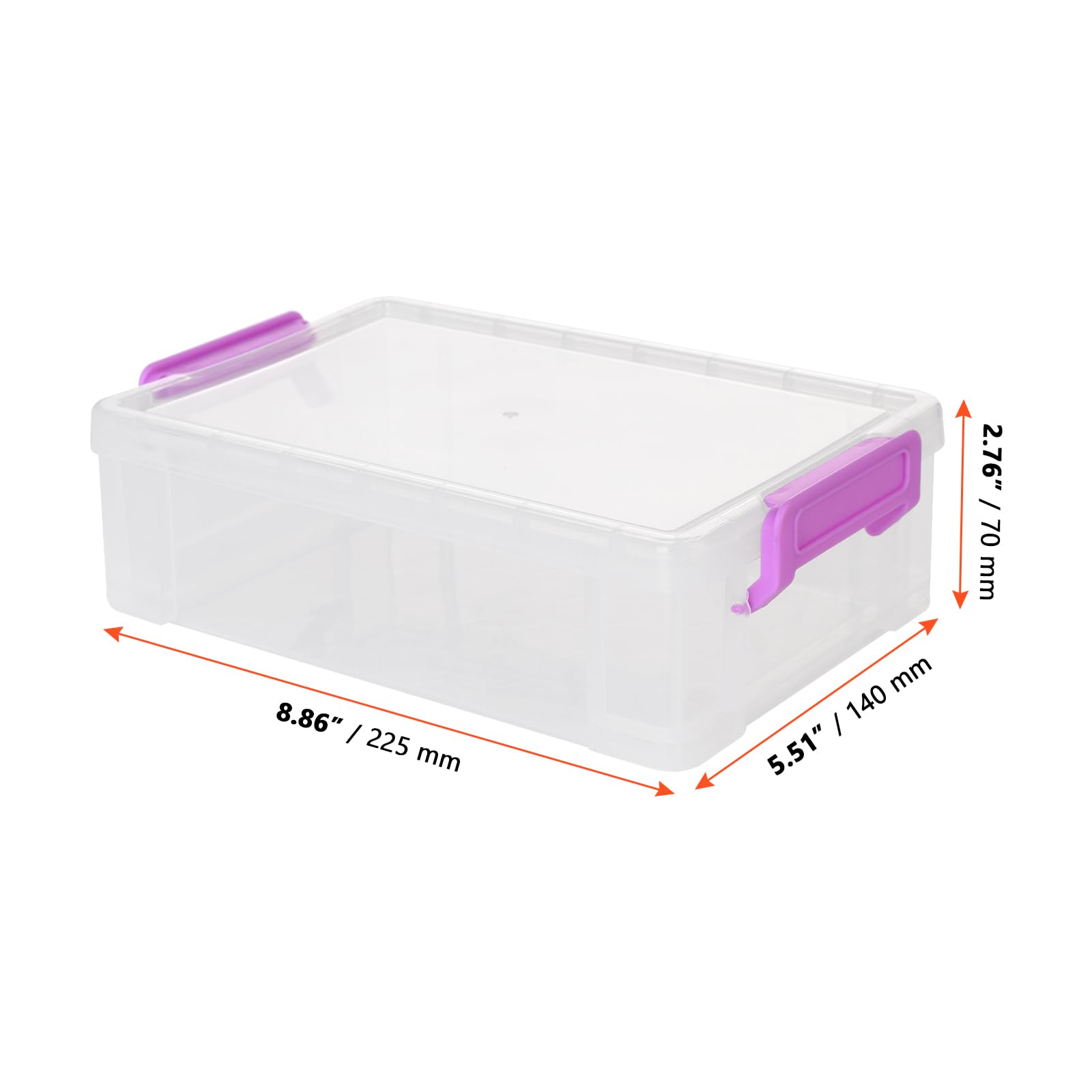 SINJEUN 6 Scatole Portaoggetti in Plastica Trasparente con Coperchio, Impilabili con Chiusura a Clip, per Casa, Ufficio, 22,5 x 14 x 7 cm