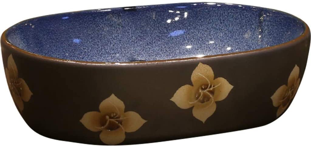 Grddbza Blue Bathroom Vessel Sink Above Counter Hotel Art Sink Chinese Antique Countertop Washbasin Mysterious Retro Art Ceramic Single Washbasin(,48 * 34 * 15Cm)