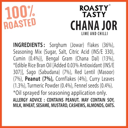 Image of Roasty Tasty Roasted Chana Jor Lime & Chilli Whole Grain Indian Snacks- 200g |No MSG | Zero Cholesterol & Trans Fat | Diet Namkeen | Gluten Free | Ready-to-eat | High in protein | Export Quality | Healthy Snacks