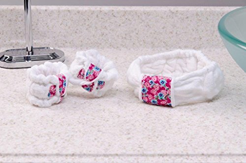 Santa Barbara Design Studio Women's Zen Garden One Size Cotton Terry Velour Absorbent Wristbands with Matching Headband