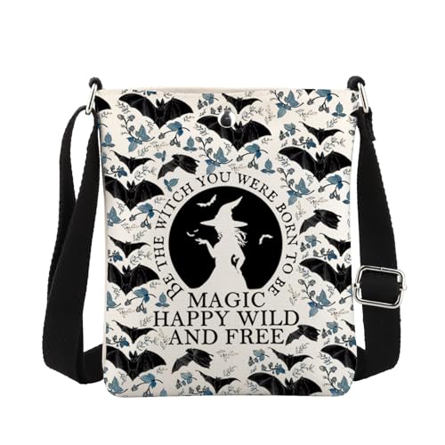MBMSO Witchy Crossbody Bag Witch Gifts for Her Wicca Gifts Gothic Gift Bat Dark Goth Crossbody Bag Funny Halloween Party Gift