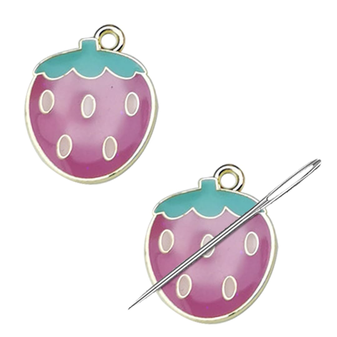 2 PCS Strawberry Needle Minders Magnetic Needles Nanny Cross Stitch Embroidery Needlework Accessories Pins Holders Rose Red