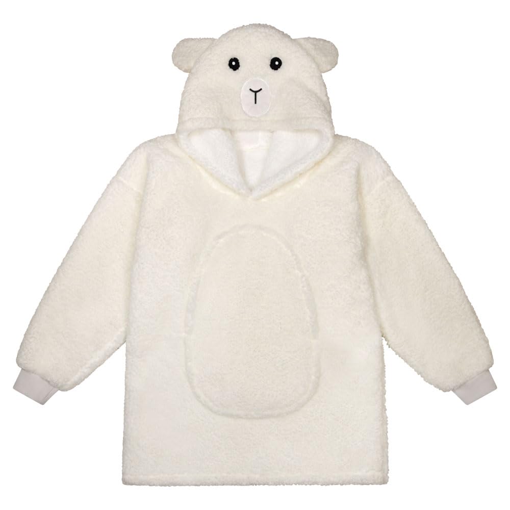 Cozy Noxxiez Unisex Kids White Noxxiez Kids Sherpa Fleece Cuddle Oversized Hoodie - Sheep