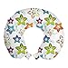 ABAKUHAUS Estrellas Cojín de Viaje para Soporte de Cuello, Formas de Colores Celeste, Cómoda y Práctica Funda Removible Lavable, 30x30 cm, Multicolor