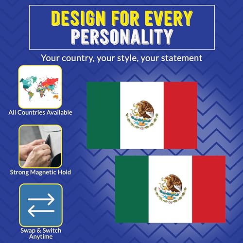 Image of Magnet Me Up Mexico Mexican Flag Car Magnet - 3x5 Inches - 2 Pack, UV Printed Vinyl - Weatherproof, Durable Magnetic Decal - Patriotic Mexico Car Accessory - Fridge, Locker, Made in USA