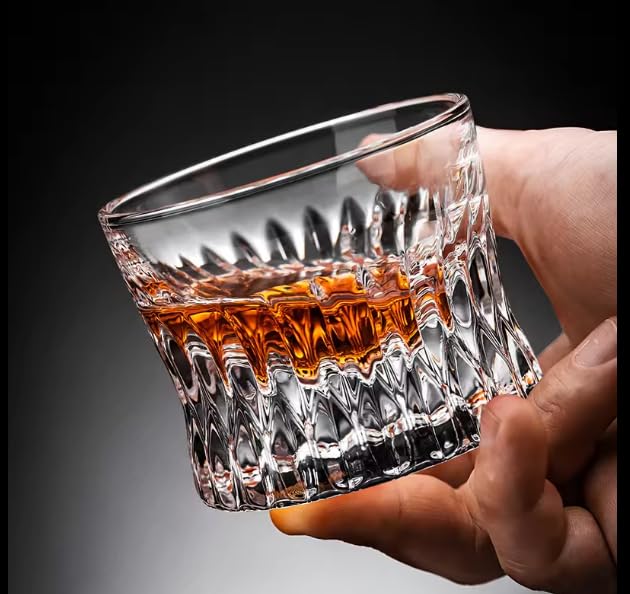 Whisky Glasses, 4.2oz (120ml) Set of 2, Old Fashioned Scotch Glasses for Bourbon, Cocktails, Shot Glasses, Crystal Lattice