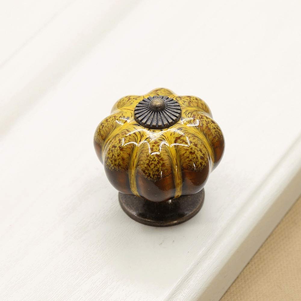 Boutons en céramique jaunes : lot de 10 poignées vintage pour relooker un meuble
