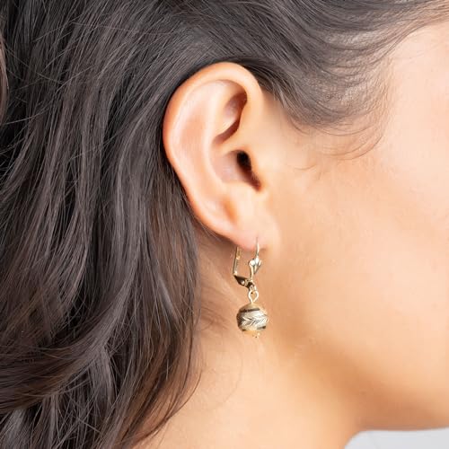 Barzel 18K Gold Plated Diamond Cut 10MM Ball Drop Earrings for Women, Lever Back, Made in Brazil, Tarnish Free, Waterproof2