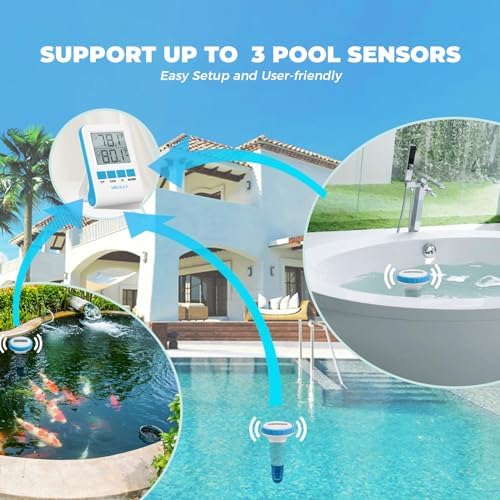 Termómetro Digital Piscina Inalámbrico - Flotante, Alcance 60 M, Monitor Interior