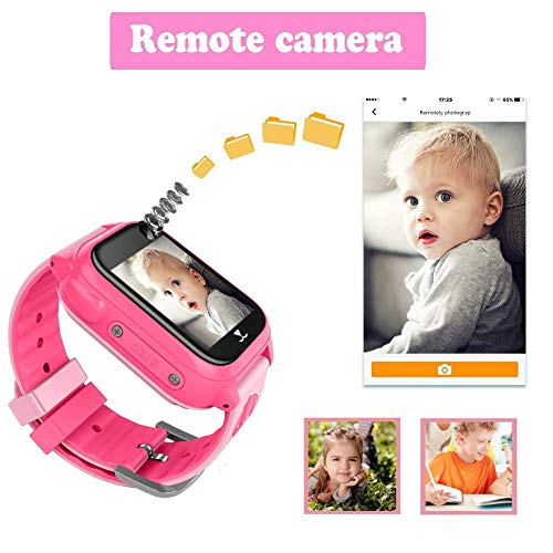 PTHTECHUS Kids Waterproof GPS Smart Watch for Boys Girls,Students Touch Screen Smartwatch with GPS Tracker Voice Chat One Key SOS for Help Clock Camera,Suitable for Childrens Aged 4-12, Pink
