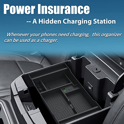NAMEAL Car Wireless Charger for Chevy Silverado/GMC Sierra 1500 (2019-2022),2500HD/3500HD (2020 2021 2022) Center armrest Box Accessory Panel 15W Fast Smart Induction Wireless Phone Charging Pad