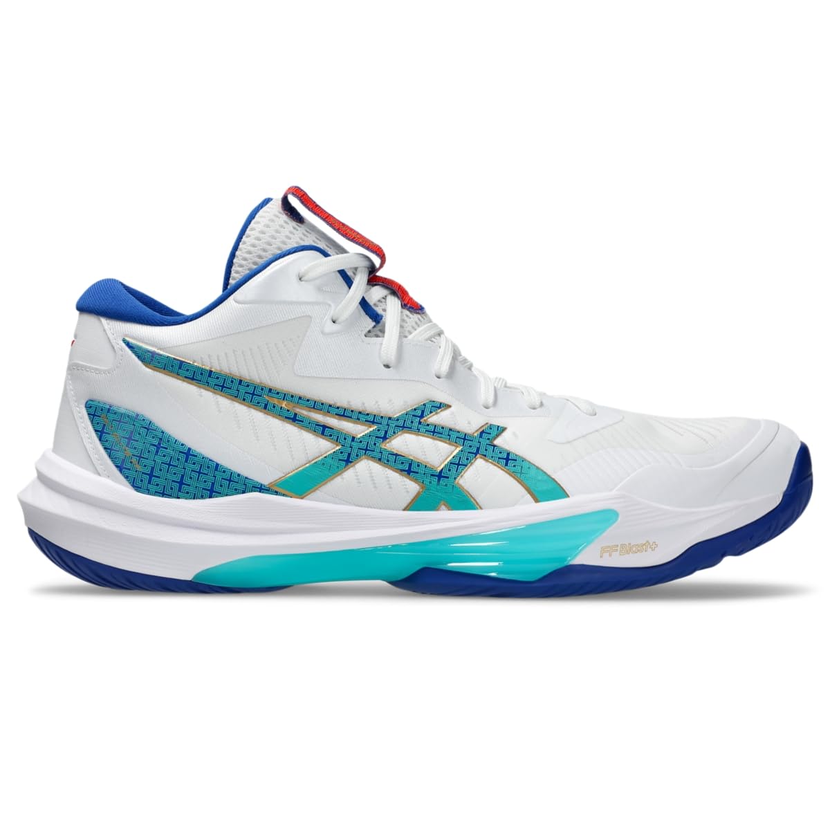 ASICS Men's Sky Elite FlyteFoam Mid Top 3 Volleyball Shoes 46 EU White/Asics Blue