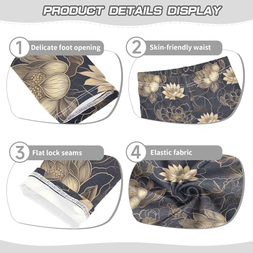 KLL Luxurious Gold Flower Flowers Little Girls Cotton Pants Fashion High Waisted Yoga Pants Exercise3
