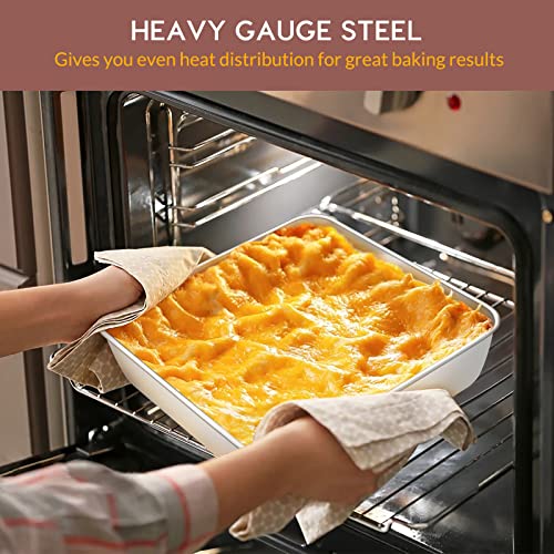 E-Far 6/8/9-Inch Square Cake Pan Set, Stainless Steel Square Baking Brownie Pans Metal Bakeware Set Of 3, Non-Toxic & Healthy, Easy Clean & Dishwasher Safe #TOP4