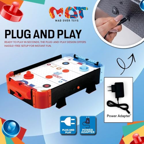 Image of Large Air Hockey with Stand|Plug & Play Tabletop Game with 2 Strikers & 4 Pucks|Smooth Airflow,Sturdy Wooden Build|Family Arcade Game for Kids & Adults |Indoor Games