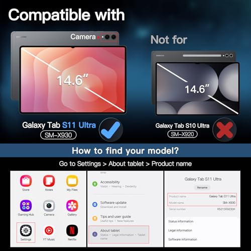 Image of JETech Screen Protector for Samsung Galaxy Tab S11 Ultra, with Easy Installation Frame, Tempered Glass Film, HD Clear, 14.6-Inch Display, 2-Pack