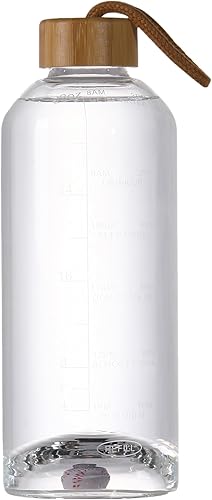 Miniatura 1 de Crazy Music Botellas de agua de vidrio transparente de 32 onzas, botellas de vidrio reutilizables con tapas de acero inoxidable a prueba de fugas,
