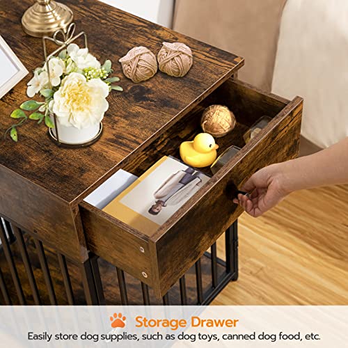 HOOBRO Dog Crate Furniture, Wooden Dog House, Decorative Dog Kennel with Drawer, Indoor Pet Crate End Table for Small… - Image 3