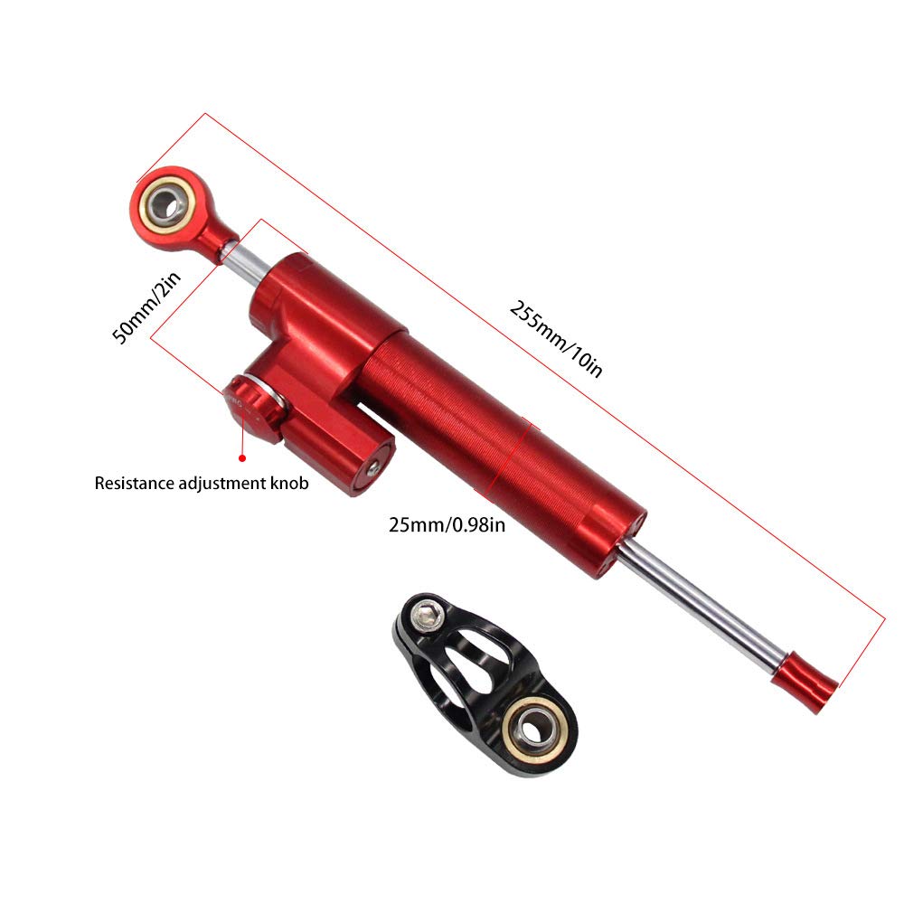 Amortisseur de Direction Universel Stabilisateur de Moto LinéAire Inversé Commande SûRe CNC pour MT09 MT07 YZF R1 R6 Rouge