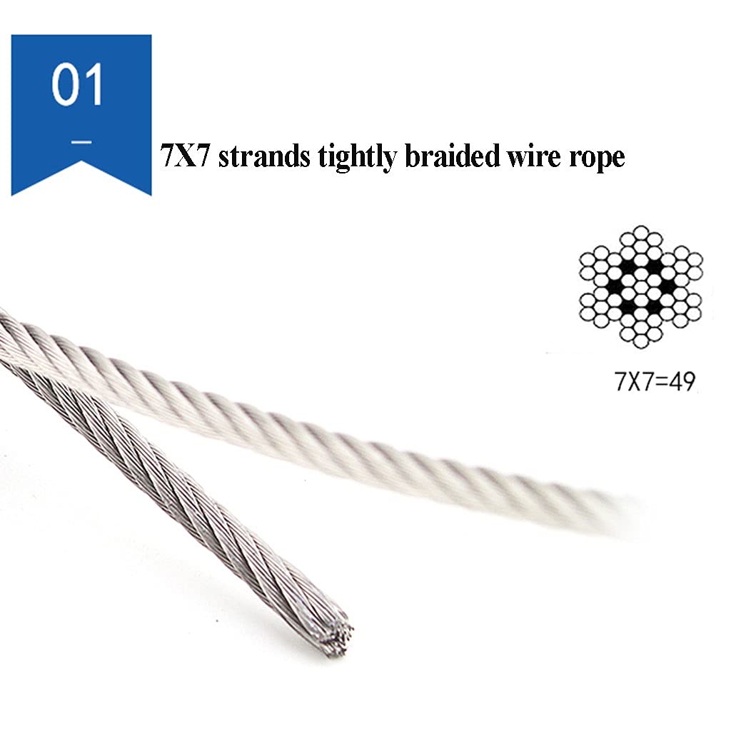 Filo Metallico in Acciaio Inox, Filo for Appendere Quadri da 2 mm, Acciaio Inossidabile Resistente da 50 m