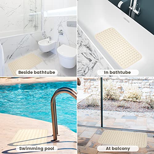 Non-Slip Bathtub Mat Rubber Bath Mat Bathroom With Powerful Suction Anti-Skid Mat 15.7W * 31.5L - Machine Washable #TOP6