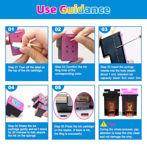 Image of 100ml Ink Bottles Compatible for HP Printer Ink Cartridges HP 67 67XL 60 61 62 63 65 65XL 910 950 951 952 962 932 933Refillable Ink Cartridges CISS System (Black, Cyan, Magenta, Yellow, 5PK)