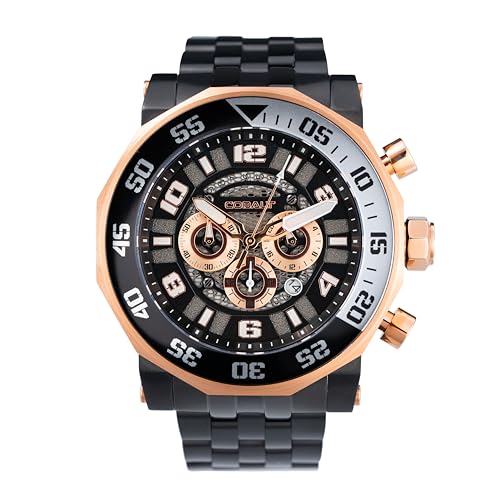 Montre chronographe pour homme Cobalt Goliath en acier inoxydable avec mouvement à quartz