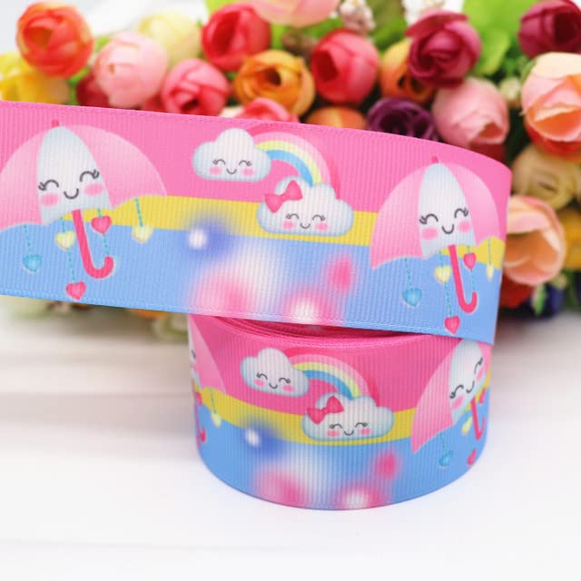 5 Yards 1.5'' (38MM) Rainbow, Cloud Printed Grosgrain Ribbons for Hair Bows DIY Handmade Materials Y19082301-9