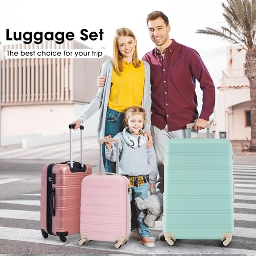 Light Pink Hardshell Luggage Set for Stress-Free Travel, Lightweight and Durable with Expandable Features, 4-Piece Set with Travel Bag4