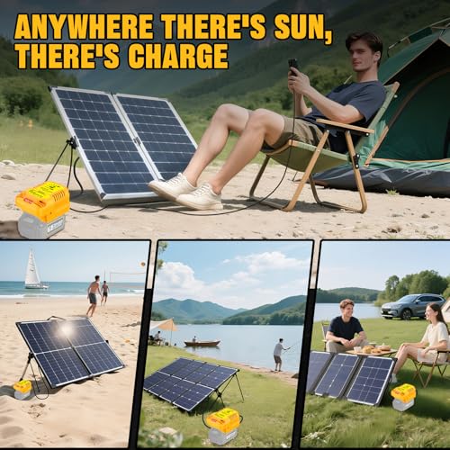 Solarla Ladegerät für Dewalt 20V Batterie, für Solarpaneele Arbeiten für Dewalt 20V Max Power Tool Batterie,Externe Ihre kabellosen Werkzeugbatterien Tragbares Laden auf Reise und im Freien