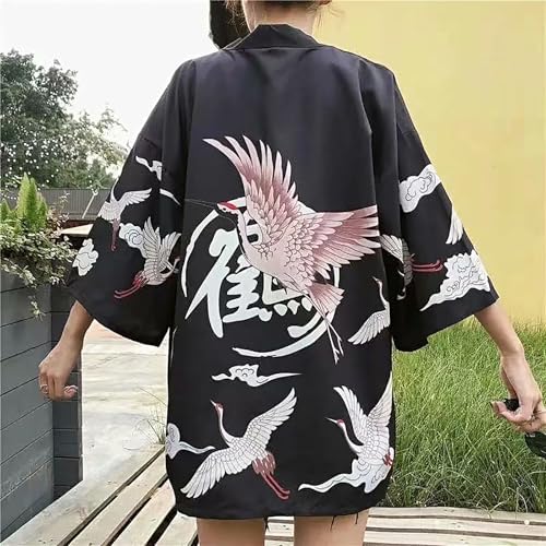 Image of LAI MENG FIVE CATS Women's Floral Print Loose Blouse Japanese Kimono Tops | Puff Sleeve,Cover up Top,Casual Cute Tops,Summer Cardigans 2026