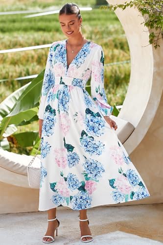 Image of Maxigerui Women's Long Sleeve Floral Maxi Dress 2026 Spring Summer Wedding Guest Dress