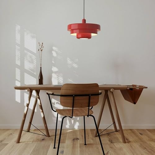 B·LED BARCELONA LED Lámpara Colgante “MACARRON” Estilo Bauhaus. Pantalla de metal 3 capas, Altura ajustable. Casquillo E27 - Lámpara de techo Moderna para Sala, Comedor, Dormitorio