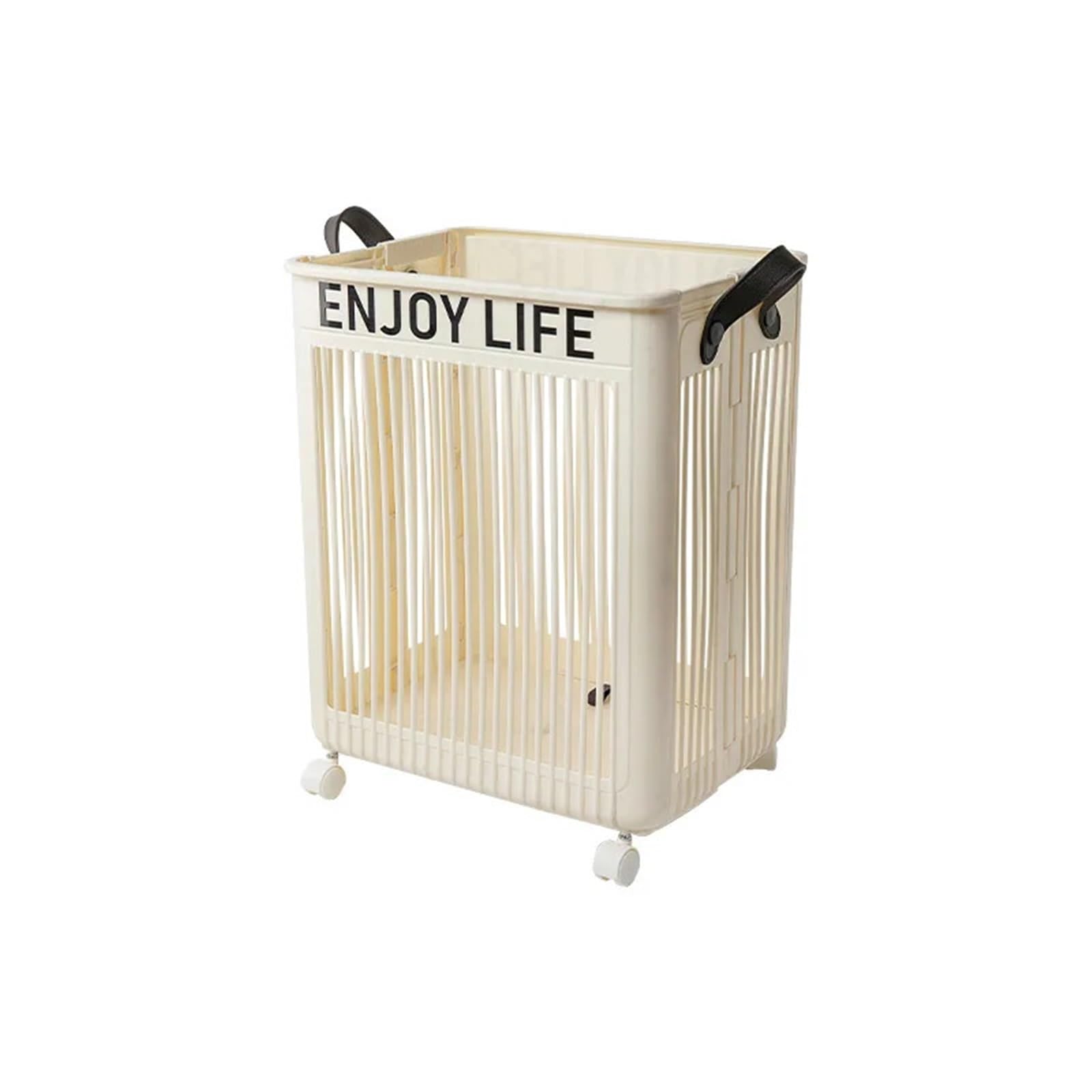 Cesto Portabiancheria Con Ruote Cesto for biancheria di grande capacità pieghevole e mobile in plastica for uso domestico for riporre i vestiti sporchi(WHITE)