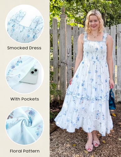 Image of Scarlet Darkness Floral Dress for Women 2026 Flowy Sundress Smocked Cottagecore Dresses