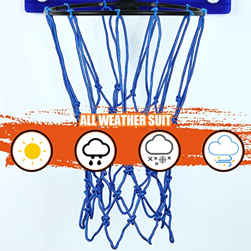 2 Pcs Basketball Net Replacement Heavy Duty Basketball Hoop Net Bold Polyester Woven Rope For Indoor And Outdoor, 12 Loops, Blue #TOP2