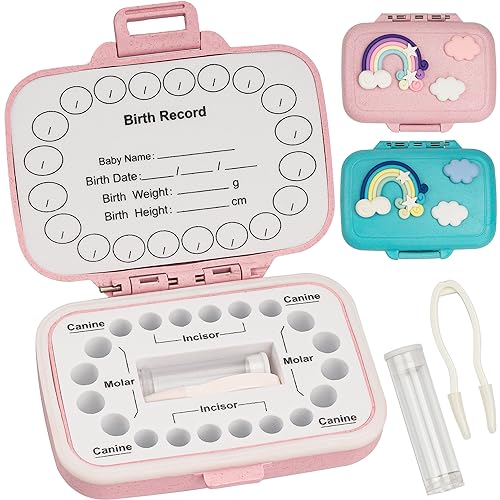 iweener Recipiente de dentes para guardar dentes, caixa de lembrança de dentes de bebê, suportes de dentes para lembrança de crianças, recipiente de dentes para preservação das memórias de infância