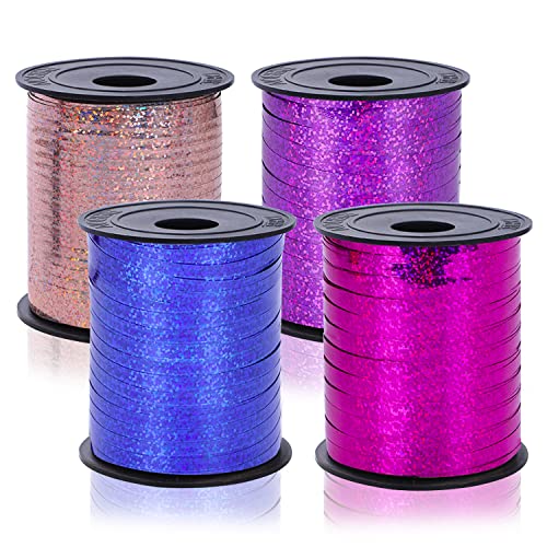 4 Pack Curling Ribbon, Lainrrew 1000 Yards Metallic Curling Ribbon Balloon Ribbon Gift Wrap Ribbon Assorted Colors Balloon String For Crafts, Florist, Valentine's Day, Party Decoration (Mix Colors) #TOP9