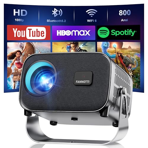 Image of Smart Projector with WIFI and Bluetooth, 800ANSI Native 1080P Portable Projector Built-in Apps, Auto Keystone & Electric Focus Movie Projector for Home Theater Compatible with IOS /Android /HD(Gray)