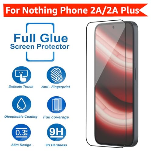 Image of POPIO Military-Grade Gorilla Tempered Glass for Nothing Phone 2A / Nothing Phone 2A Plus (Black) 9H Hardness, Edge-to-Edge Full Coverage, Anti-Scratch, Bubble-Free, Ultra Clear HD Glass, Oleophobic Coating, Face ID Compatible