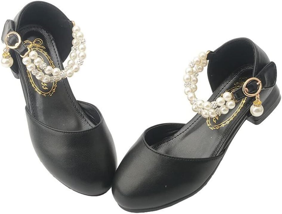 Toddler Flower Girls Dress Shoes Wedding Party School Glitter Low Heel Mary Jane Princess Pumps Sandals for Little Kids
