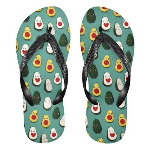 Flip Flop Sandals Avocado Cartoon Print for Women Men Beach Outdoor XS
