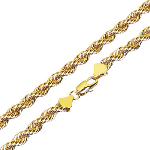 metaltree98 14K Yellow Gold Plated 2.5 mm Rope Double Chain Necklace 22"+26" 2pc Set4