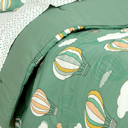 Image of ROYALE LINENS BIAB Printed Bedding Set - 100% Microfiber Ultra-Soft 1 Comforter & 1 Standard Pillow Sham - Twin Size - Lightweight, Durable & Easy Care Bedding for All Seasons (Balloon Twin, Blue)