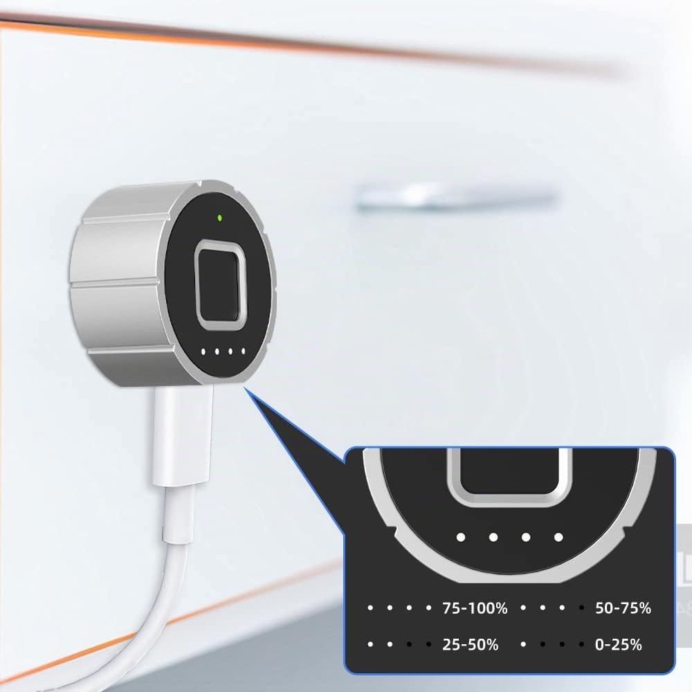 Serratura per cassetto con impronta digitale eLinkSmart, serratura per armadietto con app per telefono, 30mm (27mm), 3 misure di linguetta della serratura, 20 impronte digitali, 500 utenti dell'app