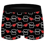 BOXERS PERSONNALISÉS POUR HOMMES : Caleçon personnalisé homme avec votre photo téléchargée imprimée sur un élégant fond noir avec des motifs de cœurs - créez un caleçon personnalisé unique qui met en valeur vos souvenirs préférés