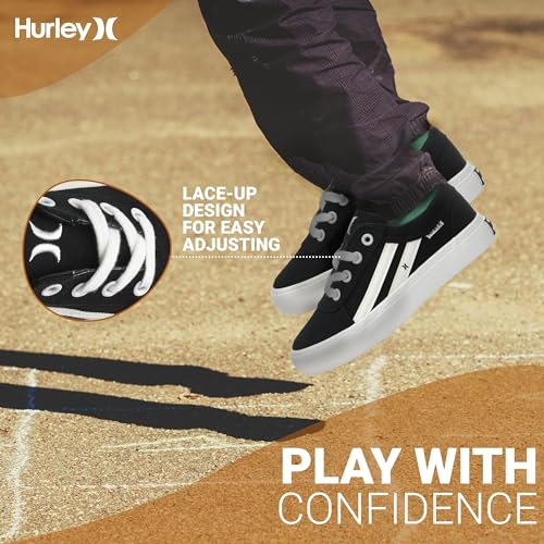 Hurley Boardy Kids Lace Up Canvas Sneakers – Low Cut Skateboarding Shoes for Kids, Sports Shoes for Boys and Girls2